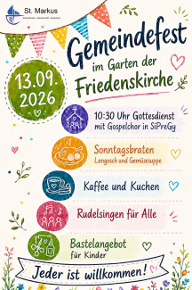 Bunte Wimpel wehen über dem Einladungstext