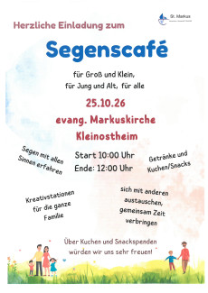 Plakat mit Einladungstexten zum Segenscafé