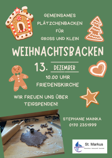 Plakat mit gezeichneten Plätzchen und allen Infos als Text